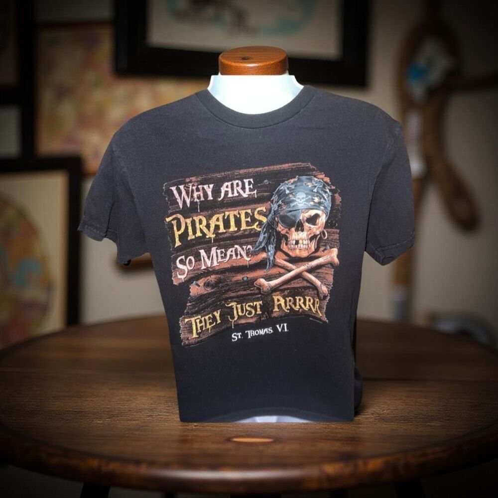 Vintage Delta Magnum Weight St. Thomas Virgin Island Pirate T Shirt Kids Large